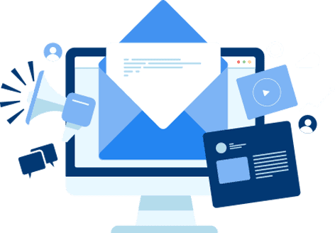 email-marketing-1 Desktop computer monitor with giant email icon. Illustration.